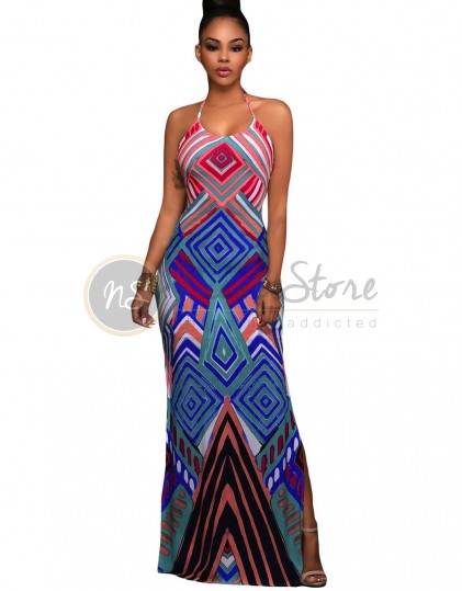 Rochie Lunga cu Model Geometric